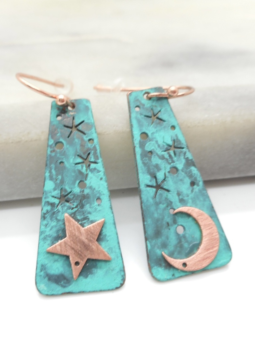 Moon Stars Light Weight Earrings 1"